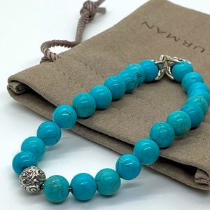 DAVID YURMAN Men's Spiritual Bead Bracelet Turquoise with wave silver Be…